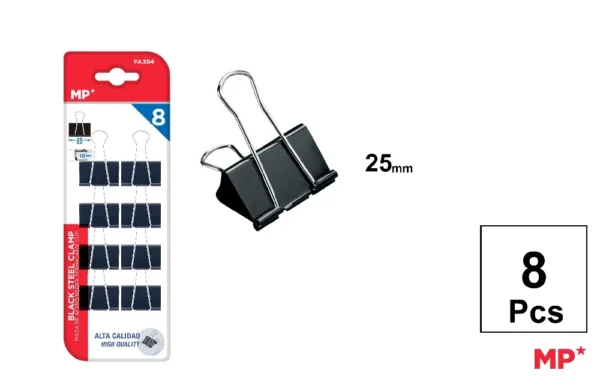 MP CLIP FERMACARTE IN ACCIAIO 25MM 8PZ NERO