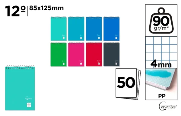 CERVANTES BLOCCO NOTE SPIRALATO COP. PP 12° 50F 90