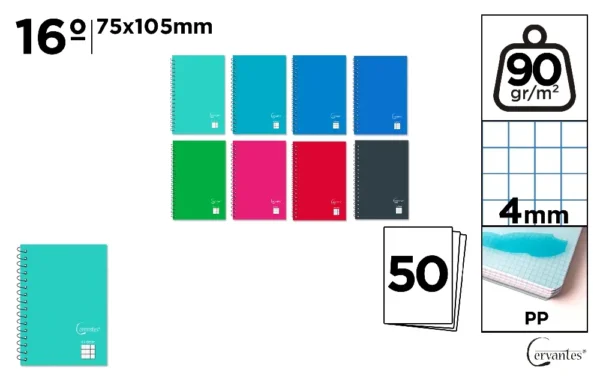 CERVANTES BLOCCO NOTE SPIRALATO COP. PP 16° 50F 90