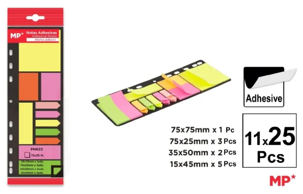 MP FOGLIETTI ADESIVI RIMOVIBILI 11*25F MISURE E FO