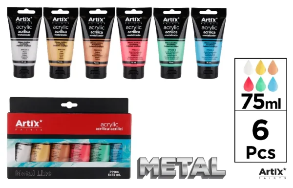 ARTIX ACRILICI PROF METALLIZ 6PZ C/ASSORT  75ML