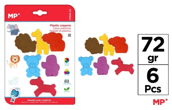 MP PASTELLI A CERA FORMA ANIMALI 6PZ