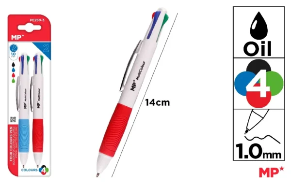 MP PENNA SFERA QUADRICOLORE N/B/R/V 1.0MM 2PZ