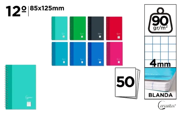 CERVANTES BLOCCO NOTE SPIRALATO 12° 50F 90G 4M COL