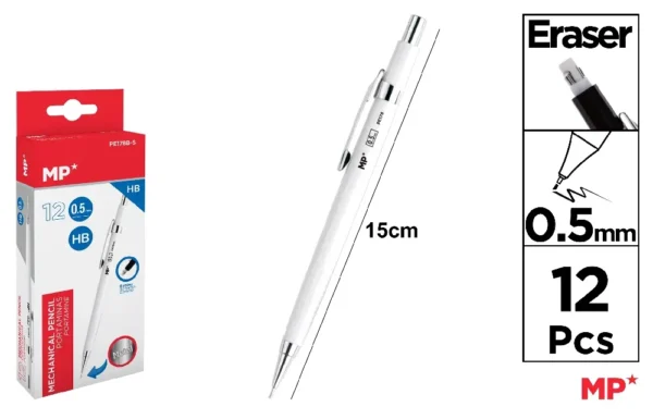 MP PORTAMINE METAL SCATTO 0.5MM+RIC HB 12PZ BIANCO