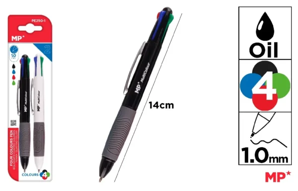 MP PENNA SFERA QUADRICOLORE N/B/R/V 1.0MM 2PZ