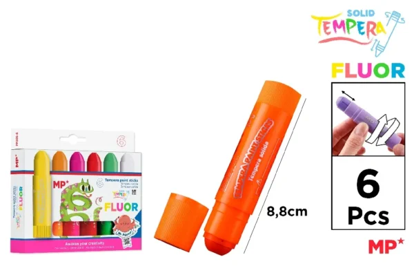 MP TEMPERA SOLIDA STICK FLUO CONF. 6 COLORI