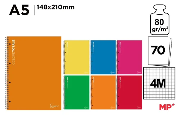 MP QUADERNO SPIRALATO CON FORI A5 70FF/80GR 4M