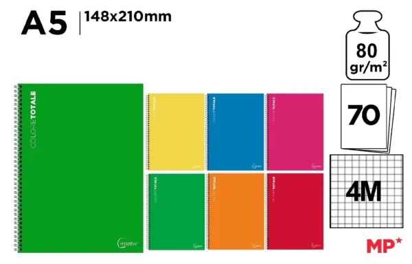 MP QUADERNO SPIRALATO SENZA FORI A5 70FF/80GR 4M