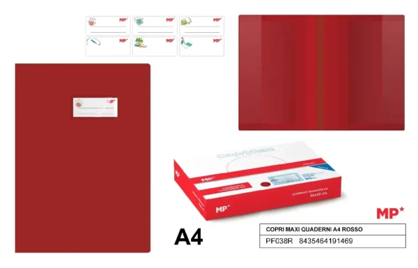 COPRI MAXI QUADERNI A4 ROSSO