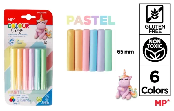 MP PLASTILINA 70G PASTEL 6 COL.ASS.