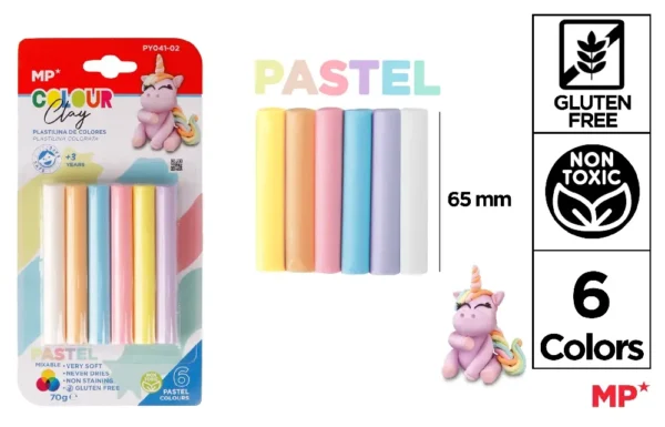 MP PLASTILINA 70G PASTEL 6 COL.ASS.