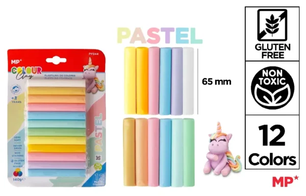 MP PLASTILINA 140G PASTEL 12 COL.ASS.