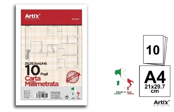 ARTIX BLOCCO CARTA MILLIMETRATA A4 10FF