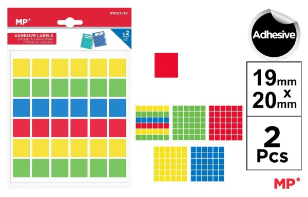 MP ETICHETTE ADESIVE 20X19MM COL. ASS.
