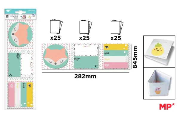 MP NOTE ADESIVE ASSORTITE 3X25PZ VOLPE