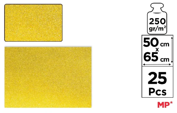 MP CARTONCINO GLITTER 70X50CM 25PZ 250G ORO