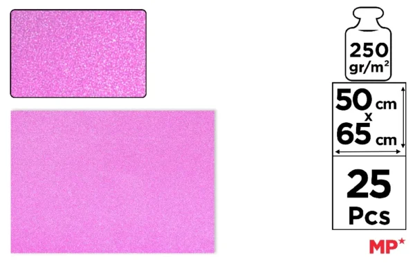 MP CARTONCINO GLITTER 70X50CM 25PZ 250G ROSA