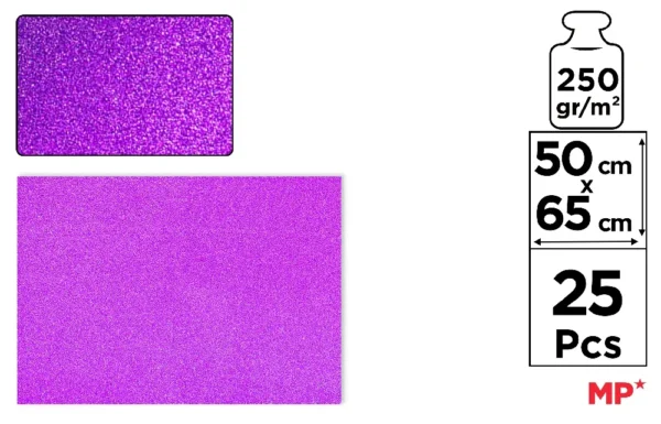 MP CARTONCINO GLITTER 70X50CM 25PZ 250G VIOLA