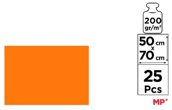MP CARTONCINO 70X50CM 200G 25F ARANCIONE
