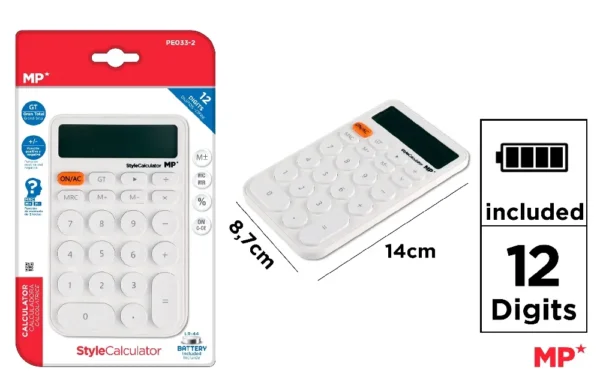 MP CALCOLATRICE DA TAVOLO 12 CIFRE A BATTERIA 14*8