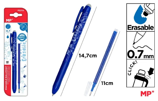 MP PENNA SCATTO CANCELLABILE 0.7MM + RICARICA BLU