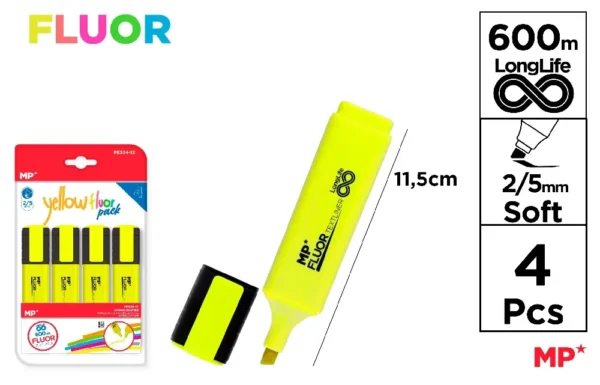 MARCADOR YELLOW FLUOR PACK 4 Uds.