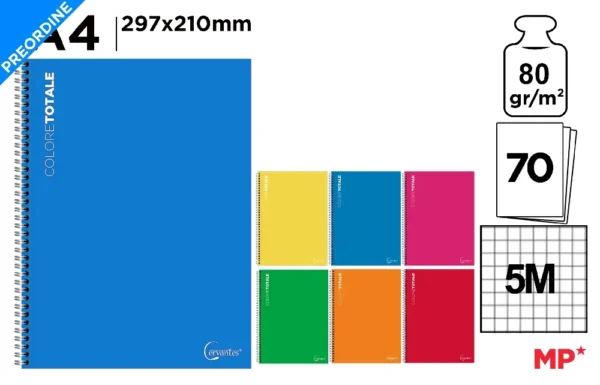 CERVANTES QUADERNO SPIRALE A4 70FF/80GR 5M