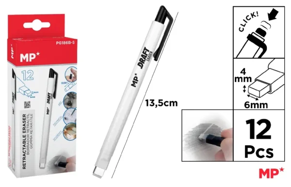 MP GOMMA PRECISIONE RETRATTILE BIANCO CONF. 12PZ