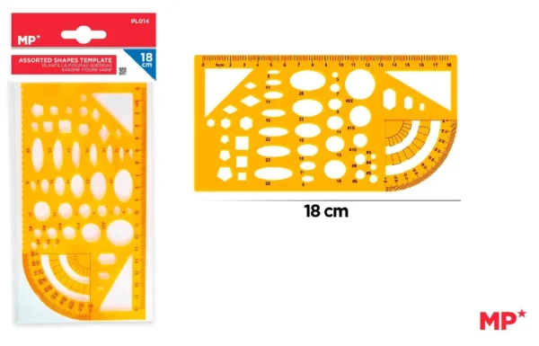 MP RIGHELLO+GONIOMETRO 18CM CON GUIDE FORME GEOMET