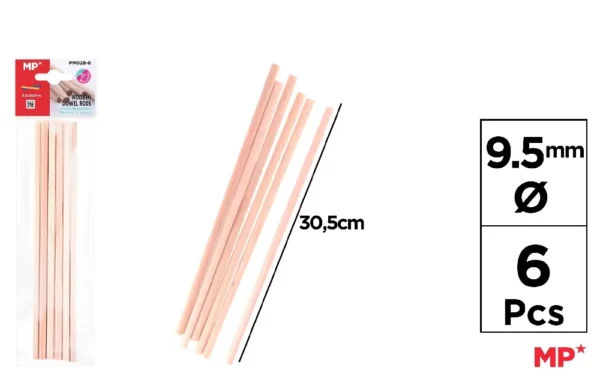 MP BASTONCINO ROTONDO IN LEGNO 305X9.5MM 6PZ