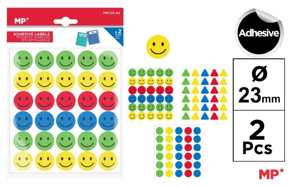 MP ETICHETTE ADESIVE ROTONDE 23MM COL. ASS. EMOTIC