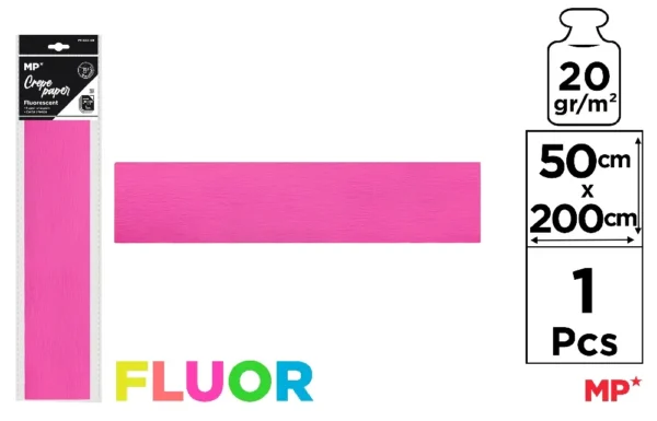 MP CARTA CRESPA FLUO 200X50CM 17G ROSA