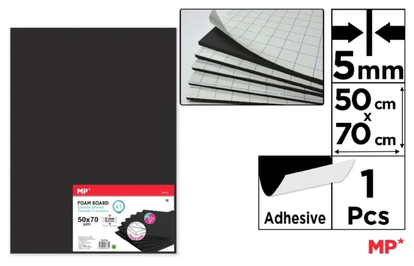 MP CARTONE ESPANSO ADESIVO 70*50CM SP 5MM 1PZ NERO