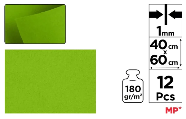 MP FELTRO 60X40CM 180G 1MM VERDE LIME