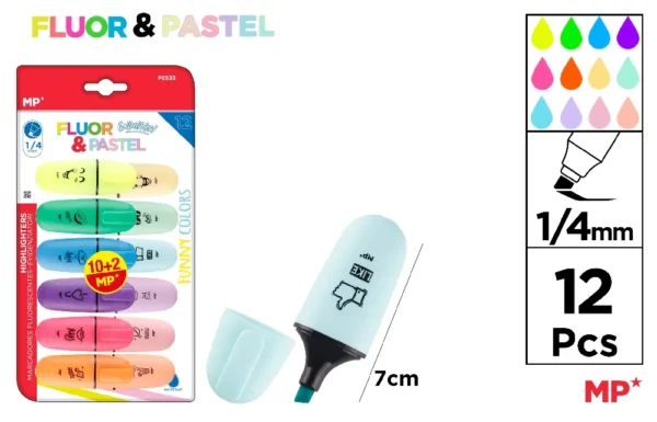 MP MINIEVIDENZIA OVAL 1-4MM 12PZ C.ASS PASTEL+FLUO