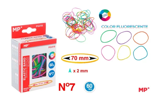 MP ELASTICI 70X2MM CONF. 60G COL. ASS. FLUO