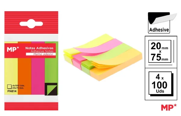 MP FOGLIETTI ADESIVI RIMOVIBILI 75*19MM 100*4F COL