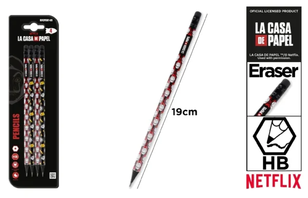 NETFLIX MATITE CON GOMMA DECORATA 4 PZ
