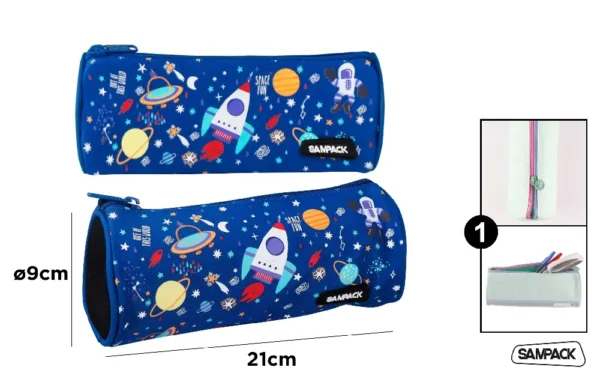 SAMPACK ASTUCCIO CILINDRO 1ZIP STRISCIA COL. ASS.