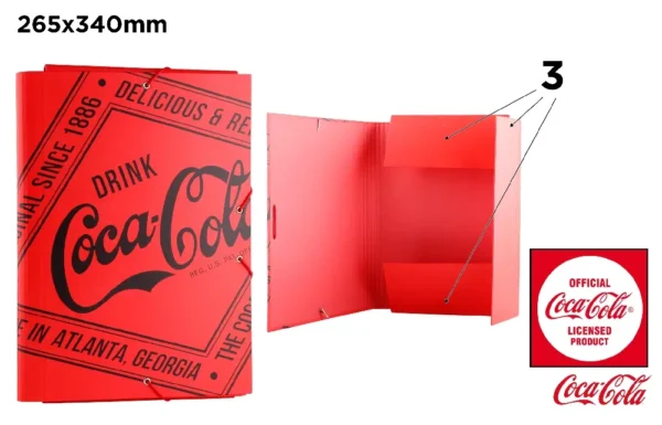 COCACOLA CARTELLA 3 LEMBI CON ELASTICO