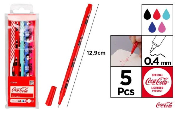 COCACOLA PENNARELLO PUNTA FINE 5PZ
