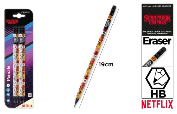NETFLIX MATITE CON GOMMA DECORATE 4 PEZZI