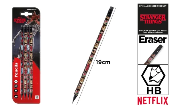 NETFLIX MATITE CON GOMMA DECORATE 4 PEZZI
