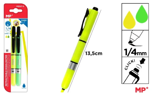 MP EVIDENZIATORE SCATTO 1-4MM 2PZ VERD+GIALLO FLUO