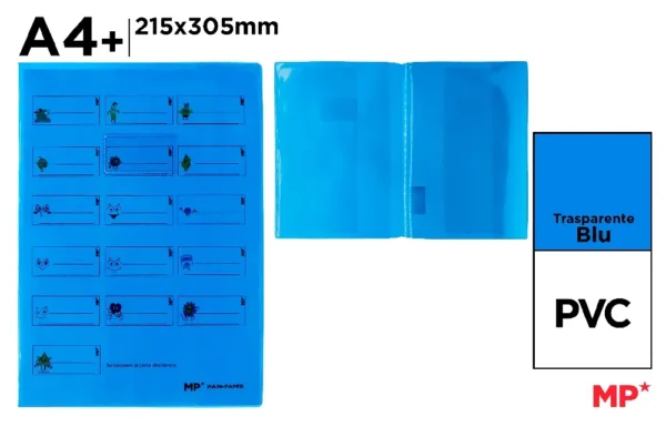 MP COPRIMAXI TRASPARENTE BLU CON ETICHETTE