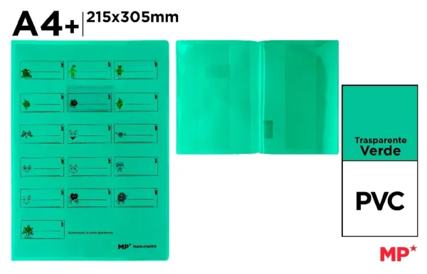 MP COPRIMAXI TRASPARENTE VERDE CON ETICHETTE