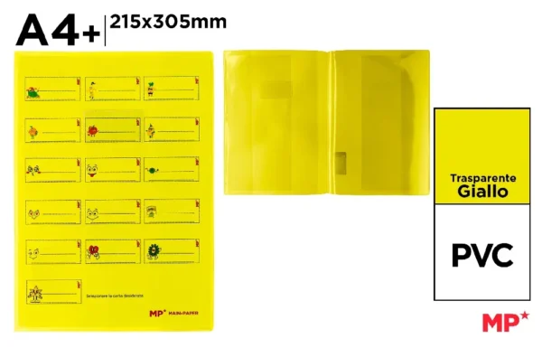 MP COPRIMAXI TRASPARENTE GIALLO CON ETICHETTE