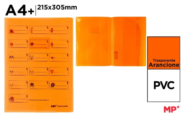 MP COPRIMAXI TRASPARENTE ARANCIONE CON ETICHETTE