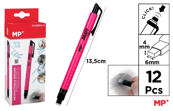 MP GOMMA DI PRECISIONE A SCATTO ROSA FLUO